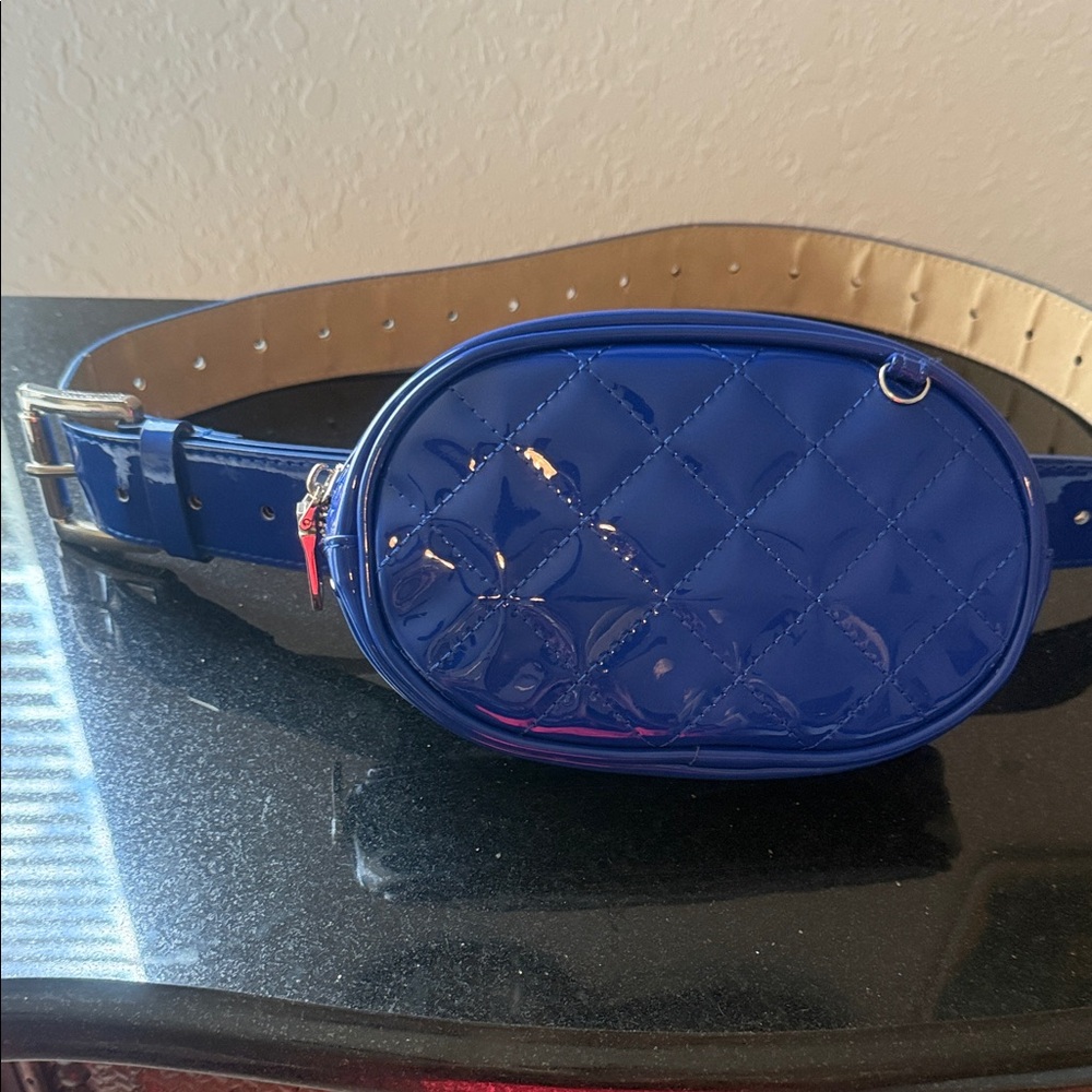 Steve Madden Blue Quilted Belt Bag